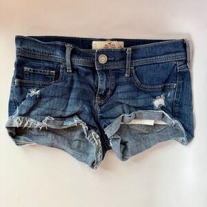 Hollister Short-Short Denim Sz 3 26W Distressed VTG Y2K Baddie Festival Grunge